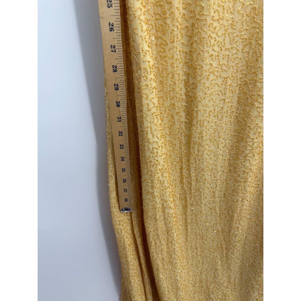 Scala 47815L Beaded Silk Halter Gown Women Size M Yellow Gold Open Back Formal - Picture 8 of 12